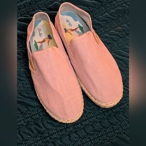 Olukai Kaula Pa‘a Kapa Women’s Linen Espadrilles Pink Rose Sea Salt